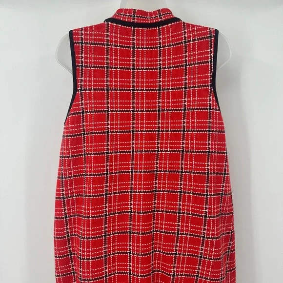 Karen Millen NWT Red Textured Check Knit Mini Dress Sleeveless Size L New -  threedaughtersproperties.com